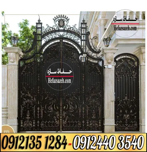 درب فلزی فرفورژه مشکی برای ورودی حیاط ویلا در البرز